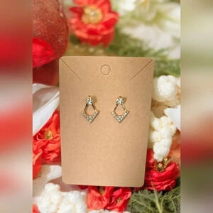 Rhinestone Gold Plated Dangle Stud Earrings